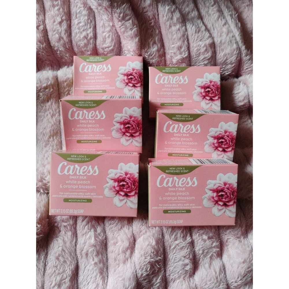 CARESS DAILY SILK BAR SOAP WHITE PEACH & ORANGE BLOSSOMS  LOT  6 BARS 3.15 Oz P4